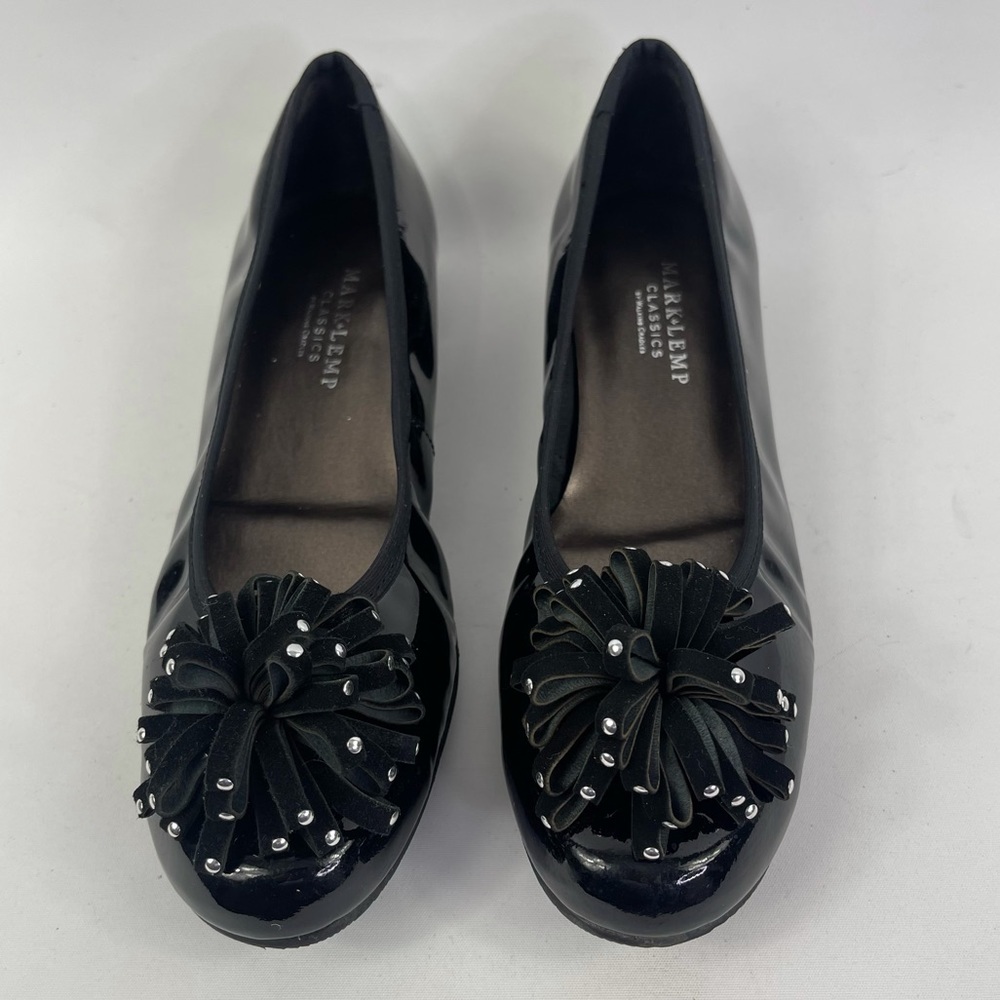 Mark Lemp by Walking Cradles Patent Leather Ballet Flats Pom Pom Size 7